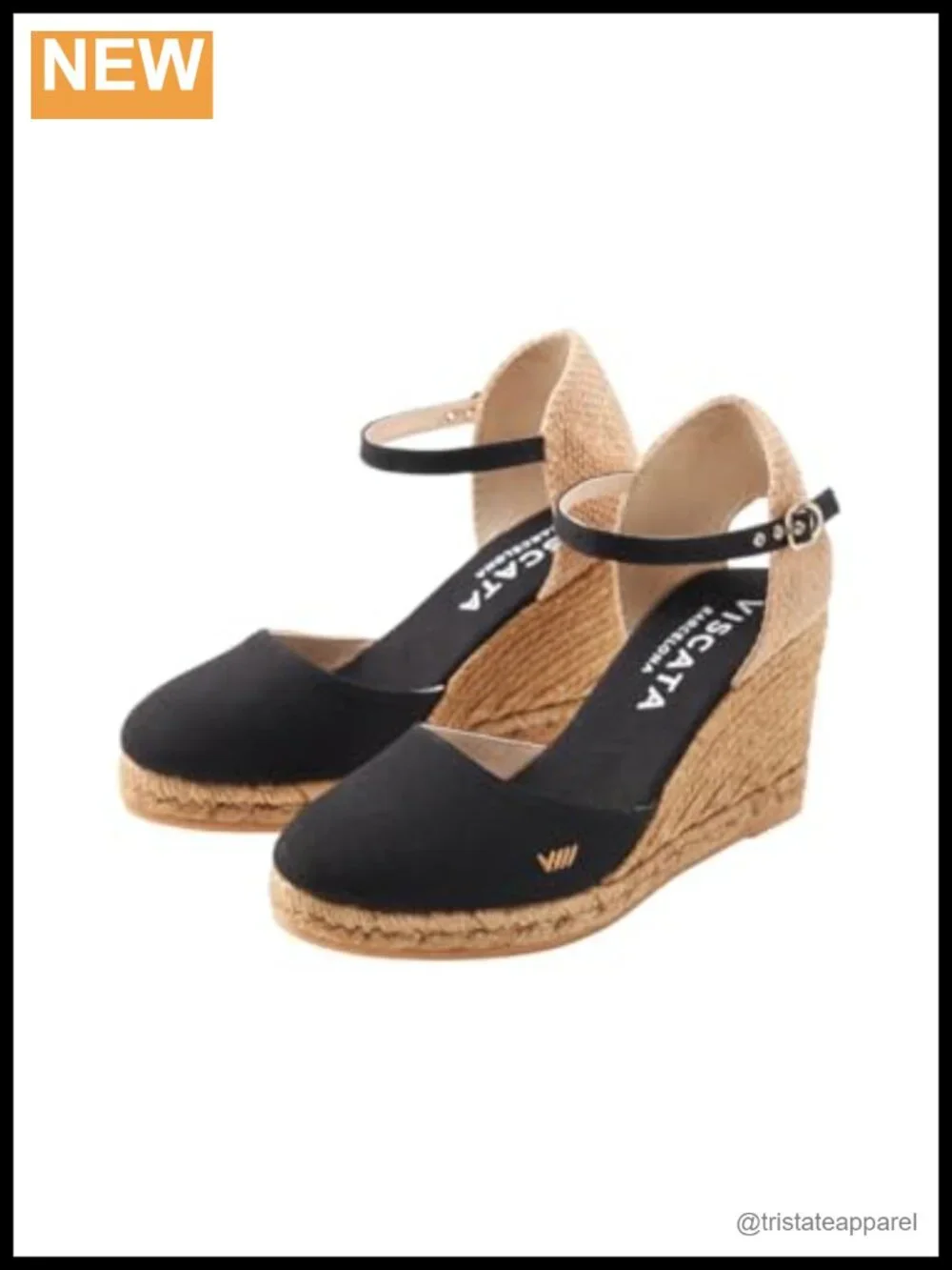 Wedge Espadrille Sandals Canvas Buckle Ankle Strap 3.5 Inch Heel